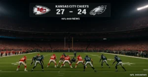 NFL 2025 schedule and scores – Kansas City Chiefs vs Philadelphia Eagles full stadium match with final score 27–24
