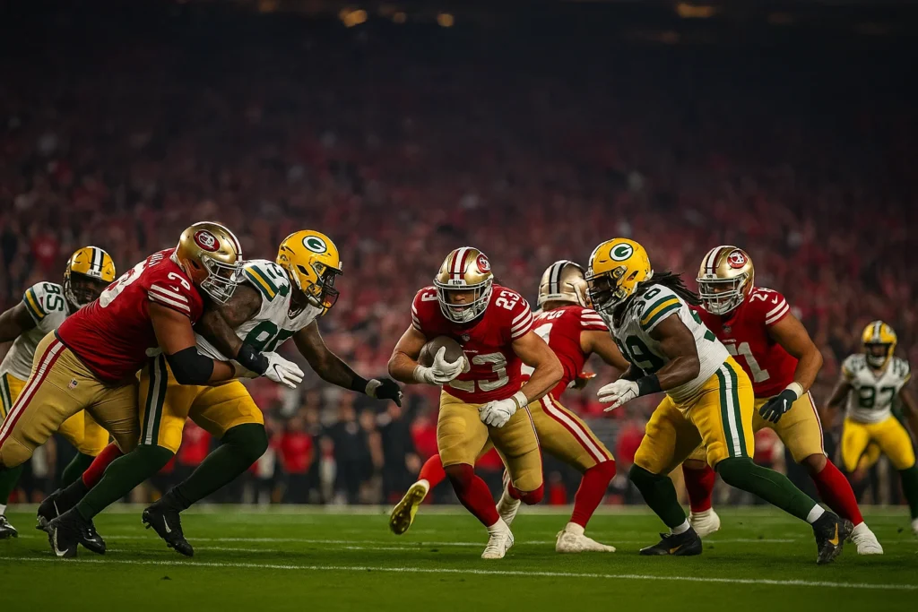 NFL 2025 schedule and scores midgame action photo with players and full stadium crowd – NFL 999 News