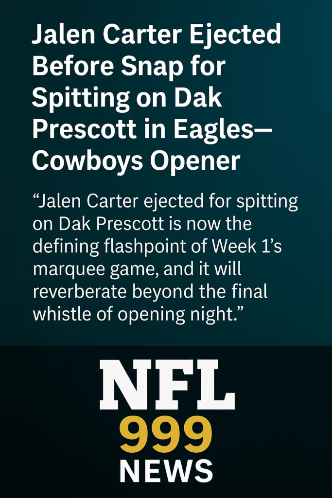 Eagles vs Cowboys 2025 – Jalen Carter ejected for spitting on Dak Prescott | NFL 999 NEWS