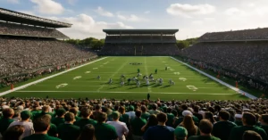 Hawaii vs Sam Houston Final Score 37–20 with Rainbow Warriors fans in a packed football stadium