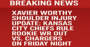 Xavier Worthy shoulder injury update Kansas City Chiefs vs Chargers Friday night